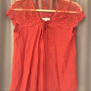 Flowy top with lace shoulders